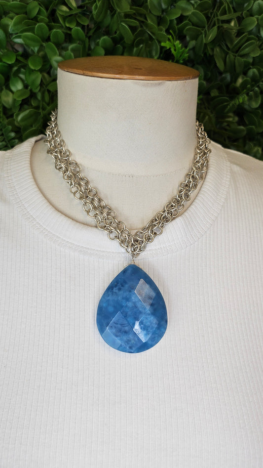 Fossil Silver Angelite Necklace