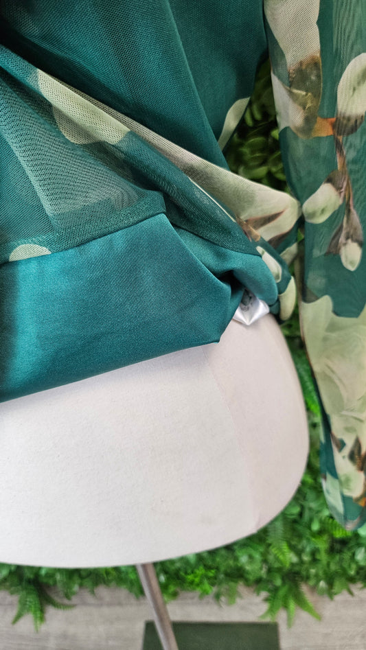 Stories Be Told Green Floral Mesh Top (14)