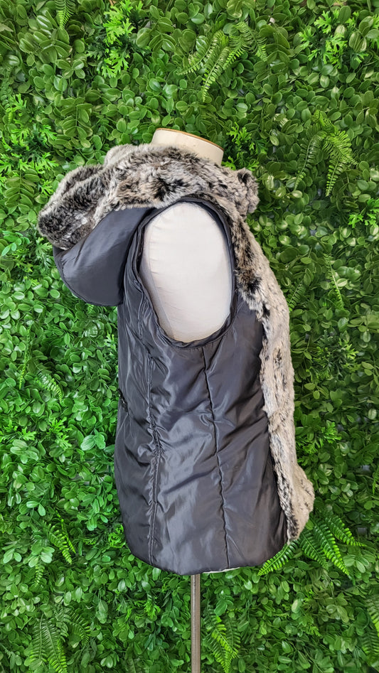 Chelsea Charcoal/Brown Faux Fur Vest (10)