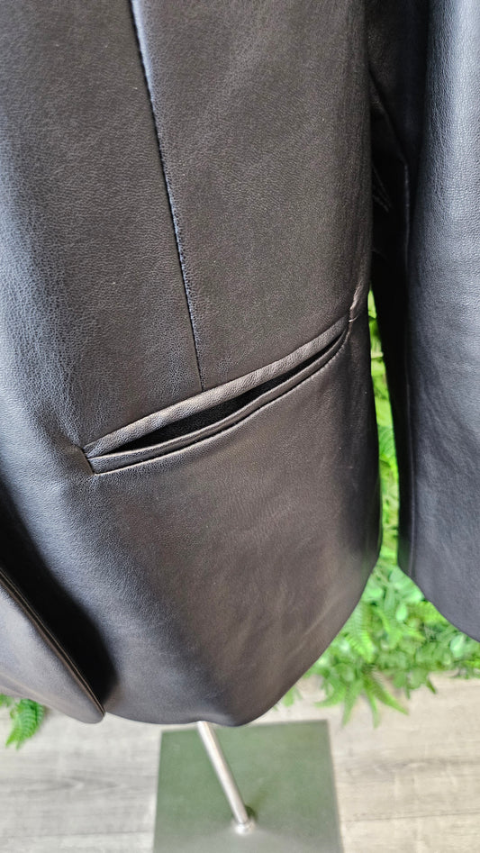 Jacqui E Black Pleather Blazer (14)