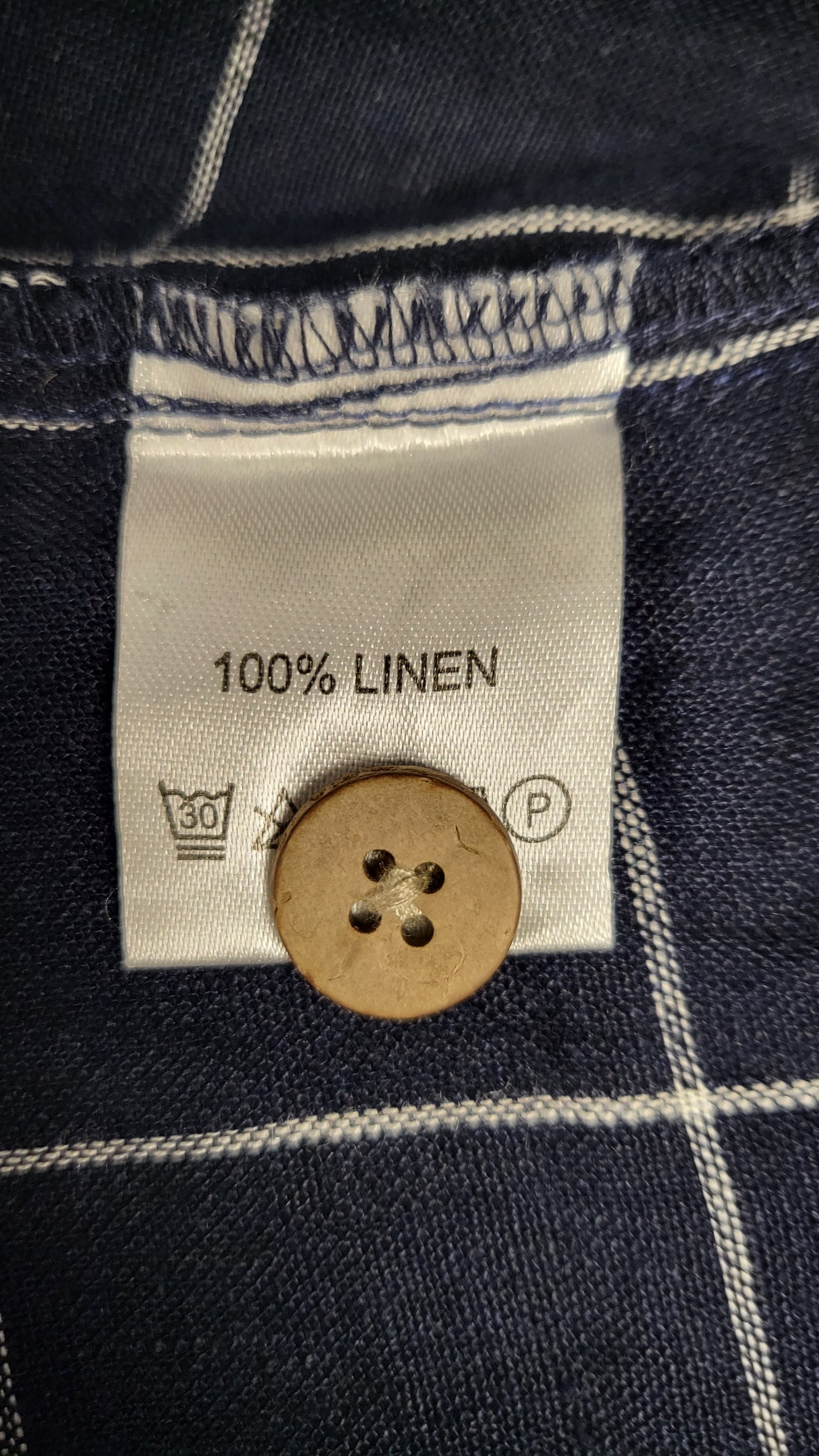 Rogue Linen Navy Check Linen Check Top (18-20)