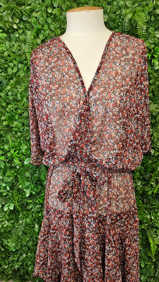 Drama The Label Floral Crossover Bodice Dress (12/14)
