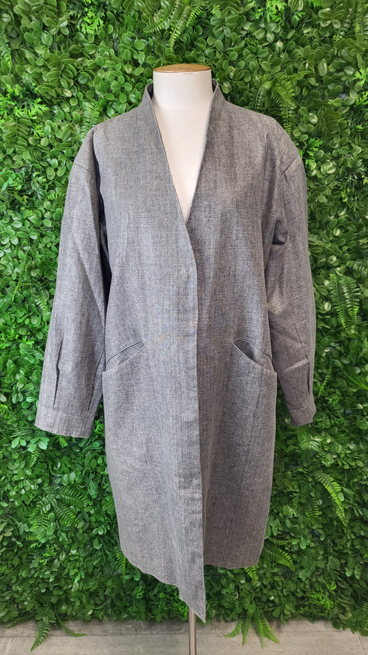 Nicola Screen Grey Linen Trench Coat (14-16)