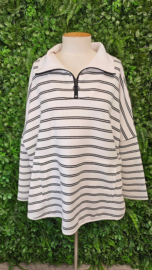 Betty Basics Stripe Zip Sweat Top (18)