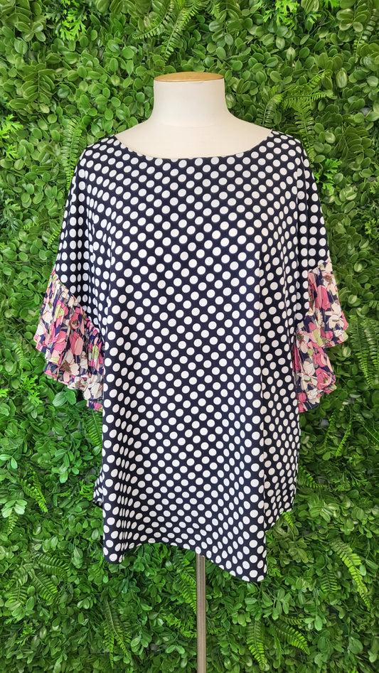 Annah S Print Pleat Sleeve Top (14)