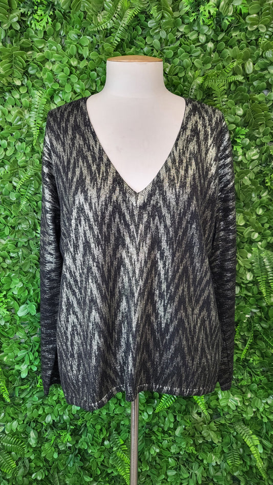 Sass & Bide Black/Gold Merino Metallic Knit (10)
