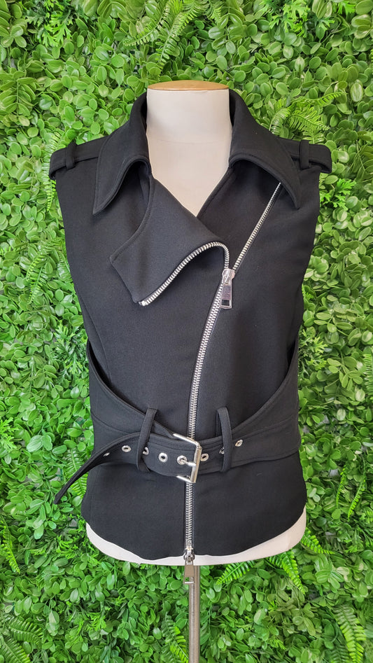 Witchery Black Fitted Biker Vest (8)