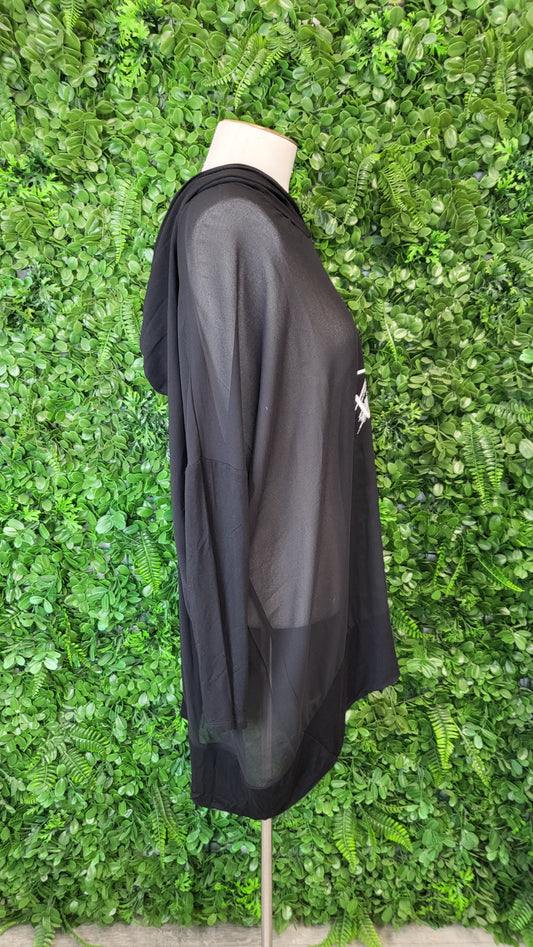 Shine On Black Sheer Print Top (14)