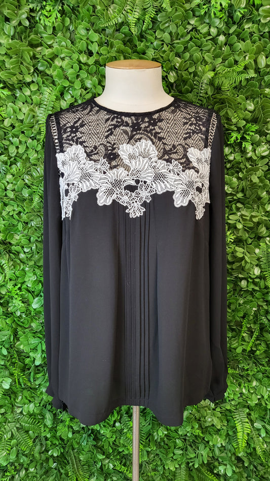 Karen Millen Black Lace Yoke Top (12)