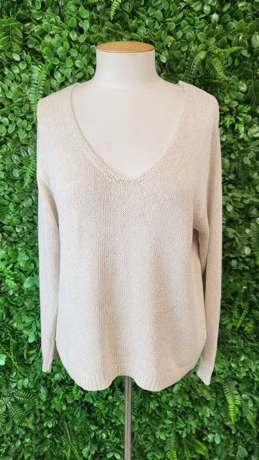 Stories Be Told Natural Relaxed V Neck Knit (10)