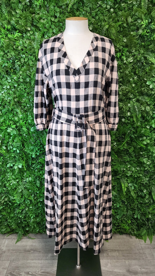 Veronika Maine Check Linen Blend Dress (10)