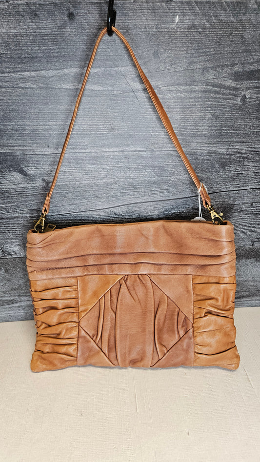 Witchery Tan Leather Clutch 30x22cm