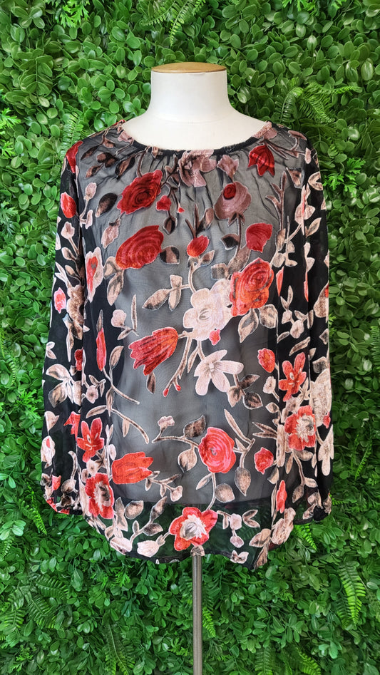 Drama The Label Floral Burn Out Top (14)