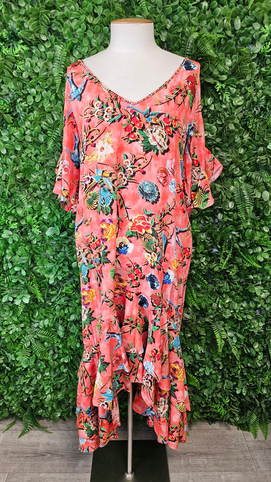 Trelise Cooper Peach Floral Get Rich Or Tie Trying Dress (10)