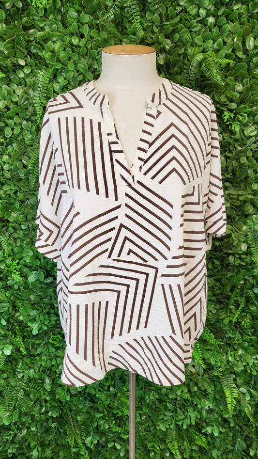 Tamara H Cream/Coco Print Top BNWT (16)