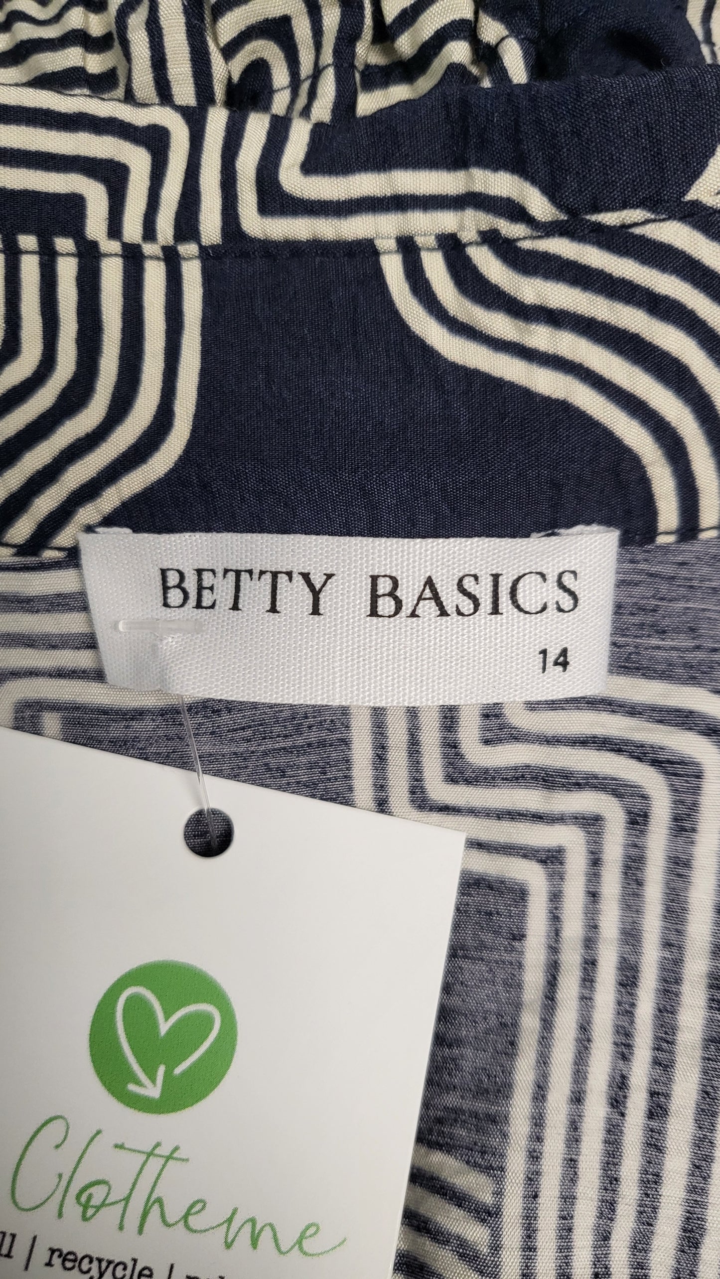 Betty Basics Navy/Taupe Geo Print Shirt (14)