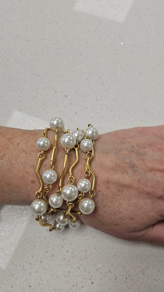 Biche De Bere Pearl Multi Strand Bracelet 19cm