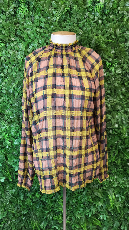 Siren Print Check Blouse (8)