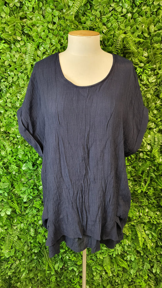 Virtuelle Navy Crinkle Top (18)