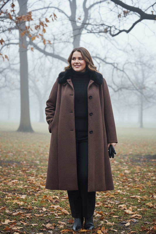Studio Curve Choc/Black Twill Coat (20)