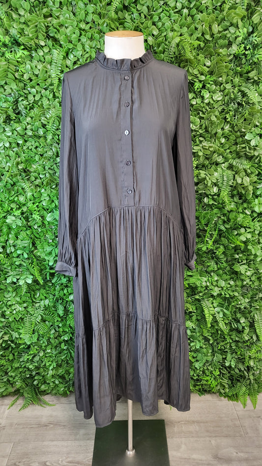 Foil Charcoal Tier Midi Dress (10)