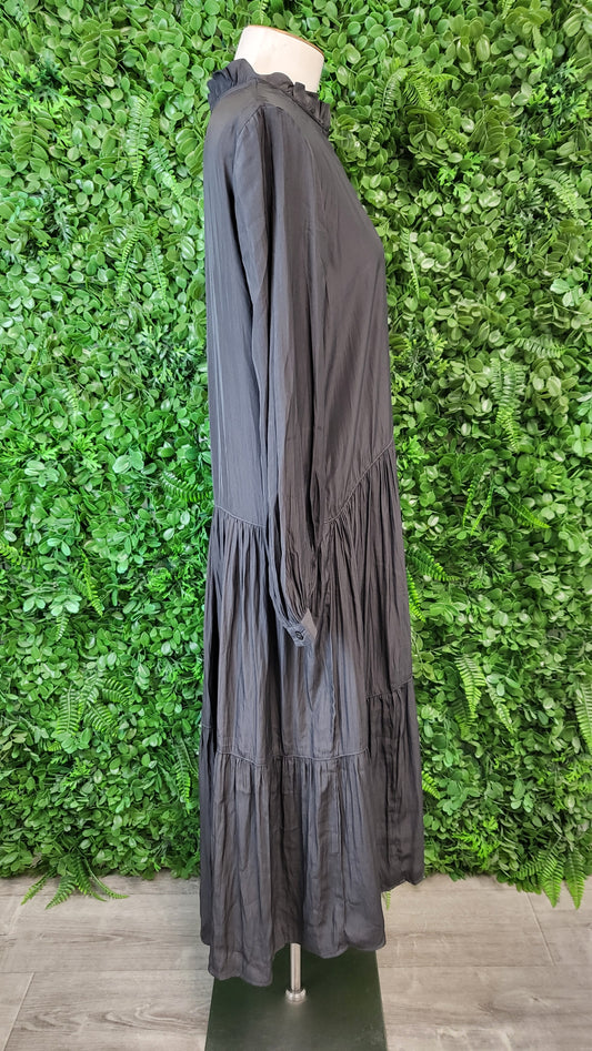 Foil Charcoal Tier Midi Dress (10)