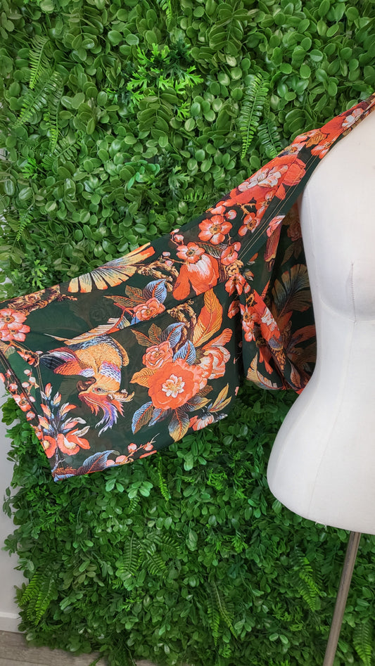 The Bloom Effect Floral Sheer Layering Top OSFM
