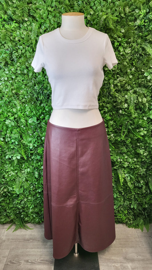Decjuba Plum Pleather A-line Skirt (12)