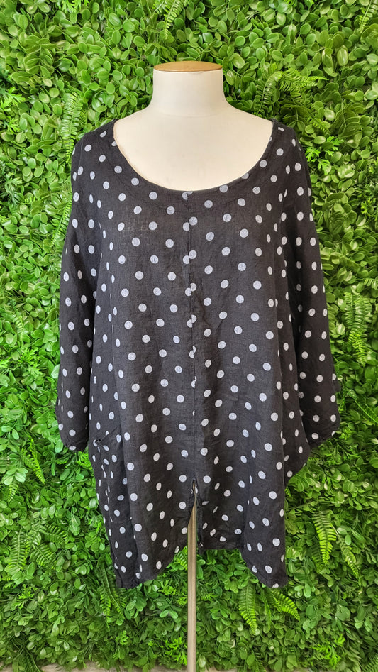 The Italian Closet Spot Linen Top (18-20)