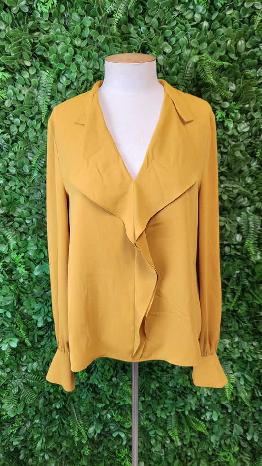 Cue Mustard Frill Front Top (10)