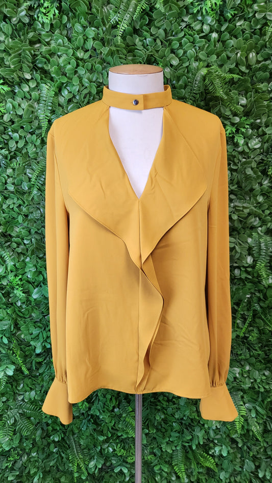 Cue Mustard Frill Front Top (10)