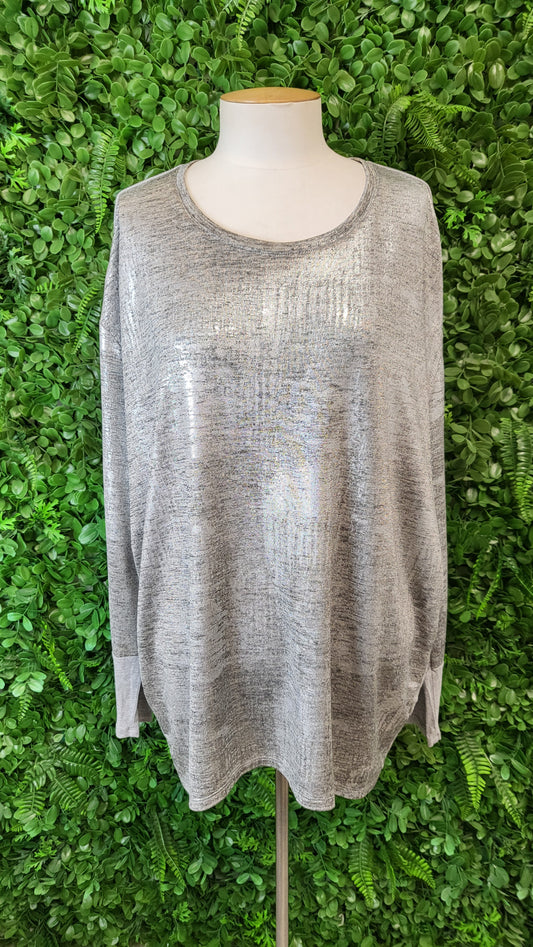 Jackie Peters Metallic Silver Long Sleeve Top (18)