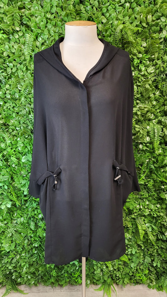 Paula Ryan Relaxed Black Sheer Hooded Top (18)