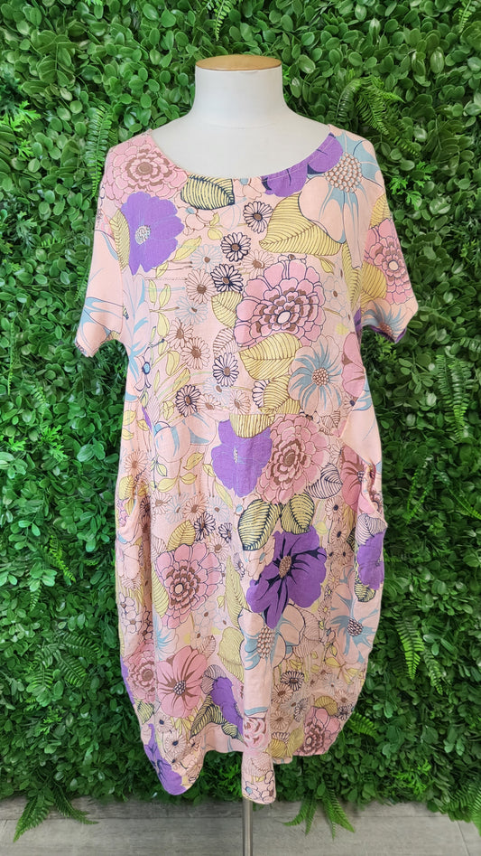 Helga May Print Linen Dress (12-14)