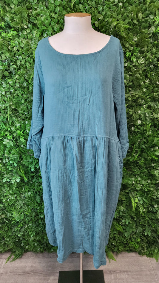 Karma East Teal Cotton Travel Dress (16)
