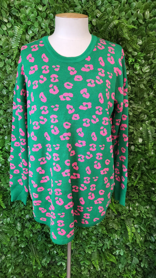 Betty Basics Green Leopard Print Knit (10)