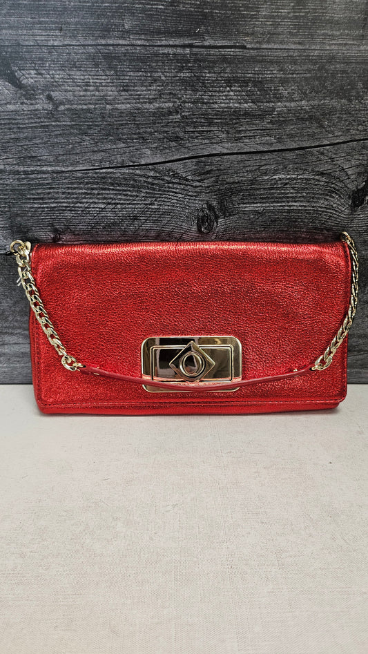 Oroton Red Metallic Clutch 28x16x2cm