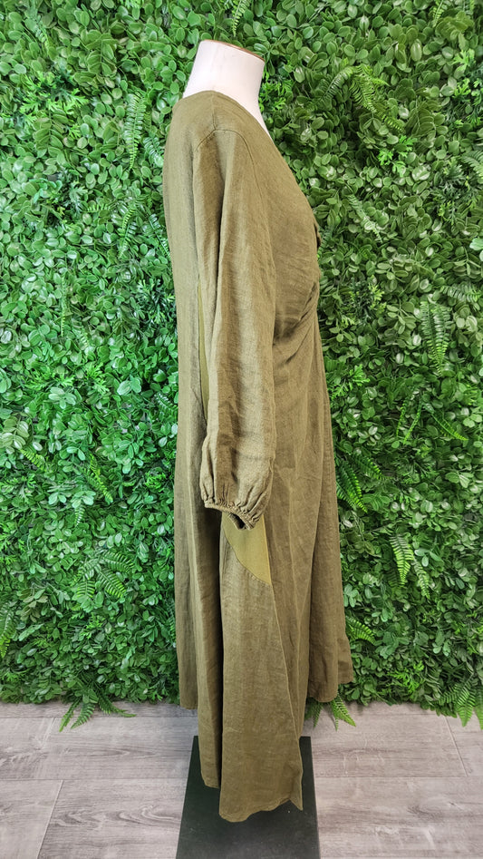 Imagine Khaki Linen Twist Dress (12)