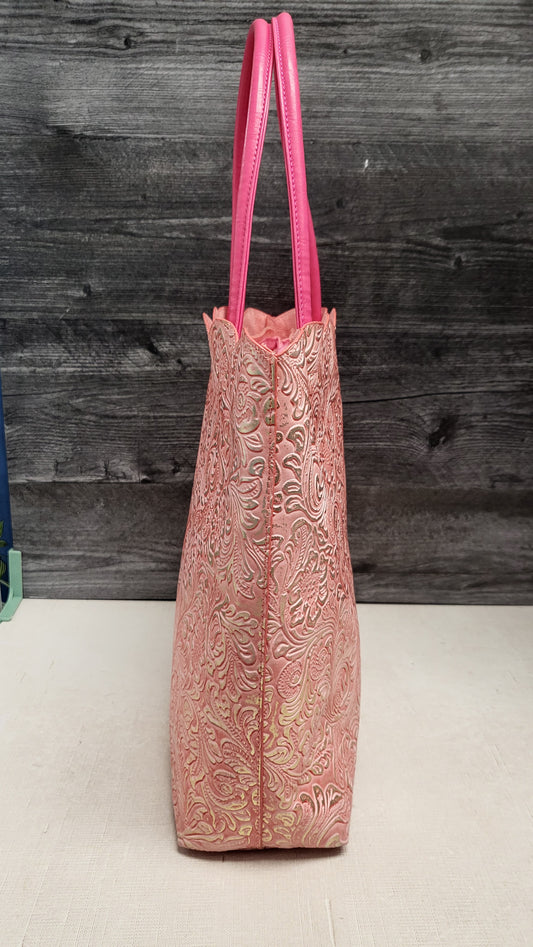Olga Berg Pink Textured Tote Bag