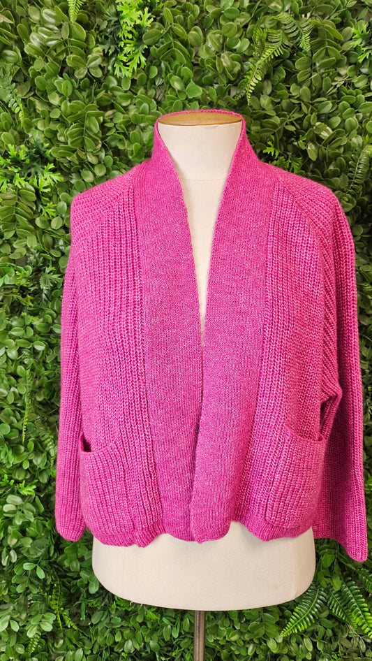Hello Friday Fushia Crop Cardigan (12-18)