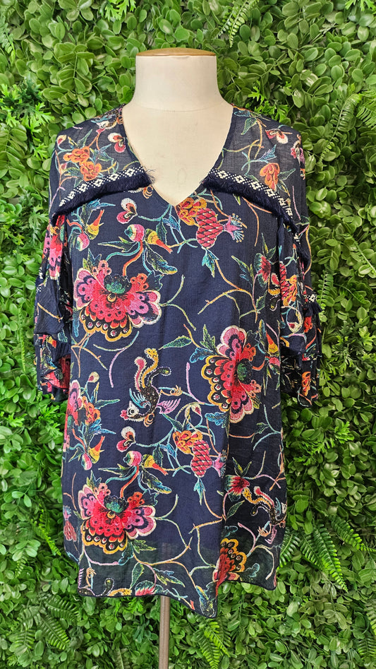 Libertine Print Boho Top (14-16)