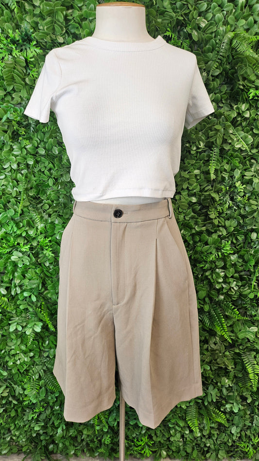 Zara Taupe Pleat Front Shorts (12)
