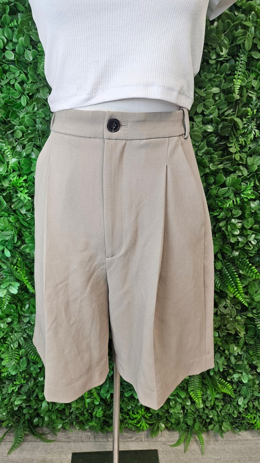 Zara Taupe Pleat Front Shorts (12)