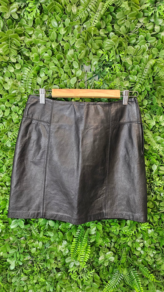 Portmans Black Leather Mini Skirt (14)
