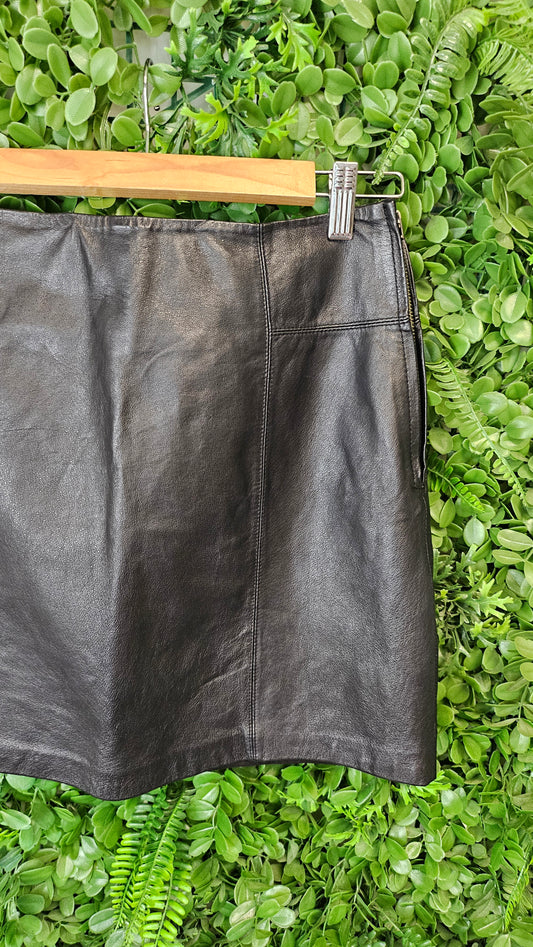 Portmans Black Leather Mini Skirt (14)