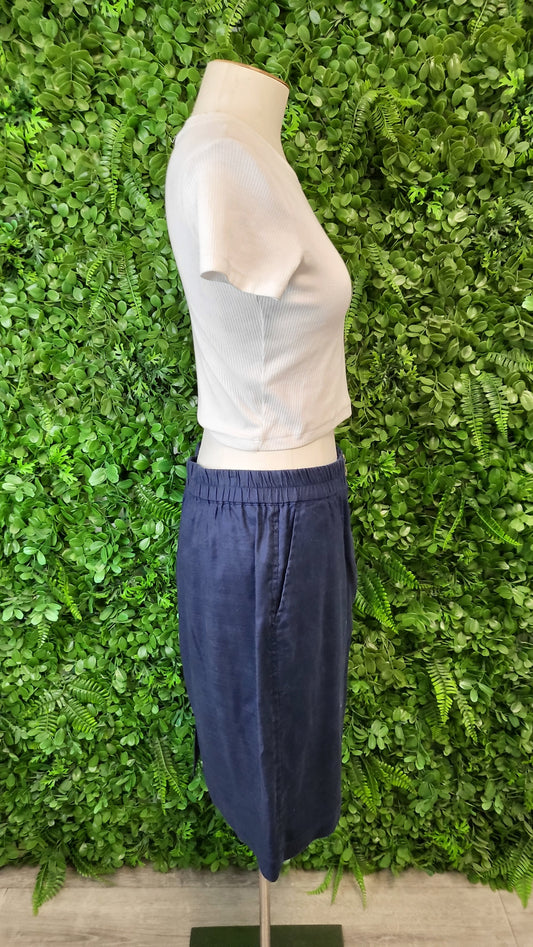 Trenery Navy Linen Blend Skirt (12)