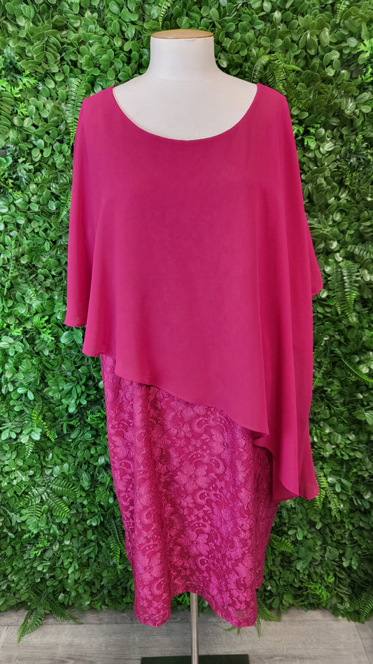 Sara Pink Lace Cape Dress (22)