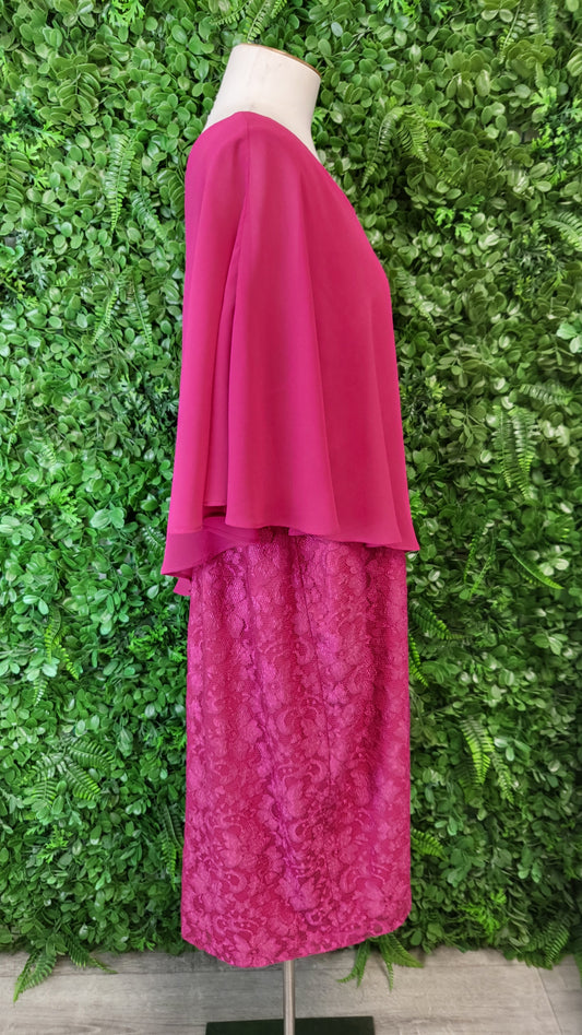 Sara Pink Lace Cape Dress (22)