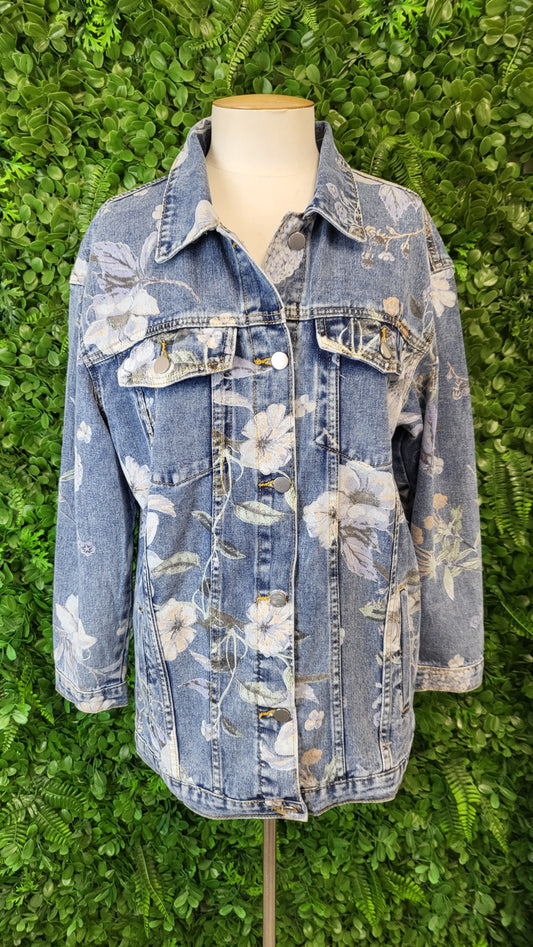 Italy Floral Denim Jacket (12-14)