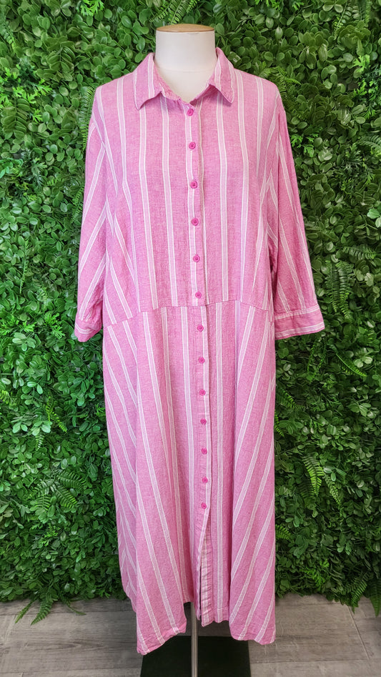 Avella Pink Stripe Shirt Dress (20)